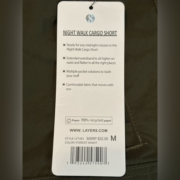 Layer 8 QWick-Dry Night Walk Cargo Active Shorts size M NWT - Picture 5 of 8